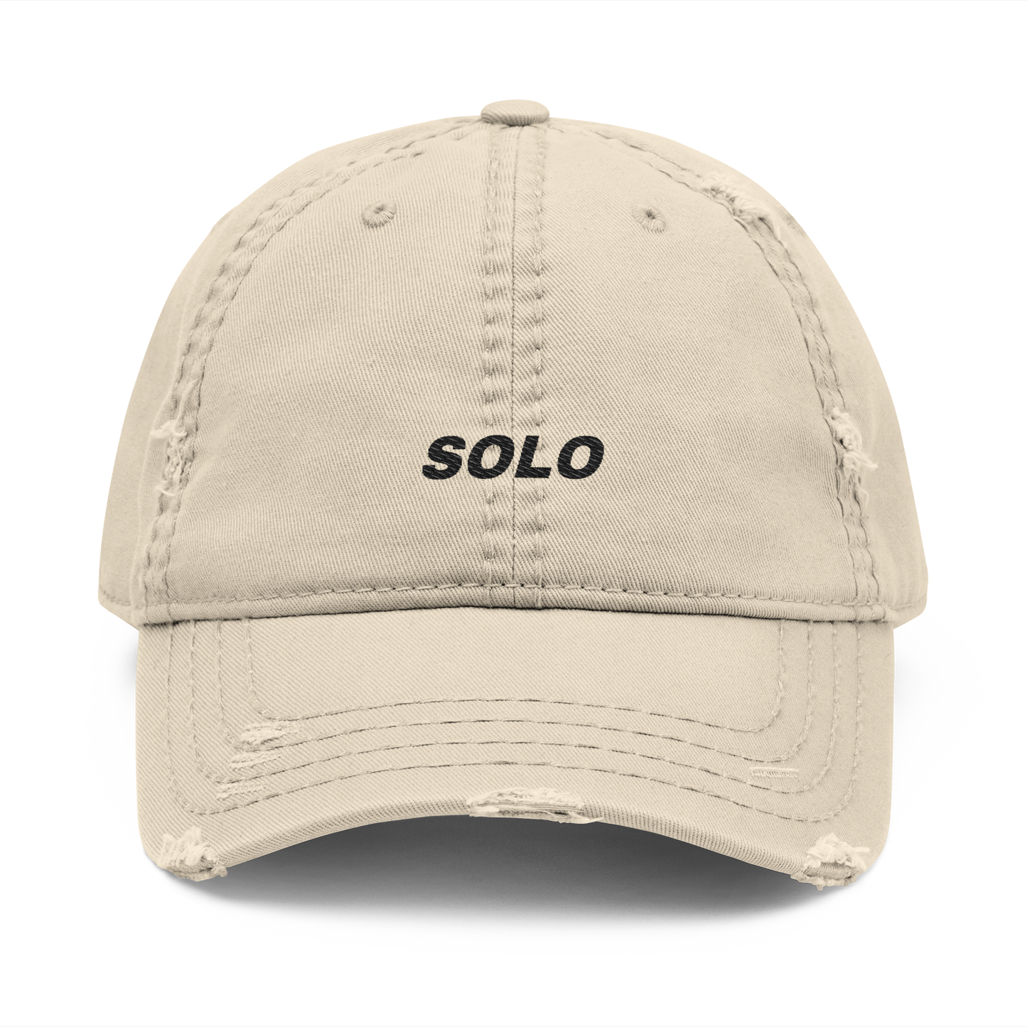 SOLO (BLACK LOGO DISTRESSED DAD HAT)