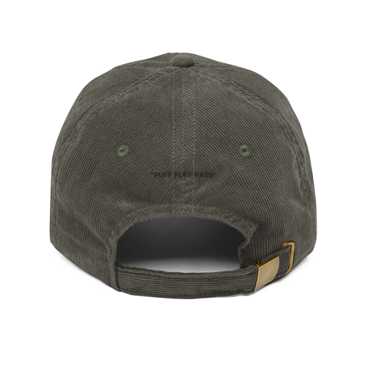 PUFF PUFF PASS (BLACK LOGO CORDUROY DAD HAT)