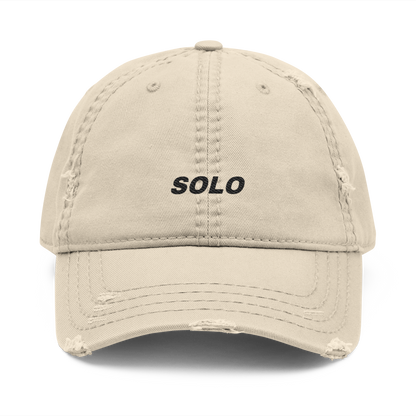 SOLO (BLACK LOGO DISTRESSED DAD HAT)