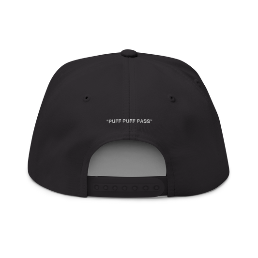 PUFF PUFF PASS (WHITE LOGO FLAT-BILL HAT)